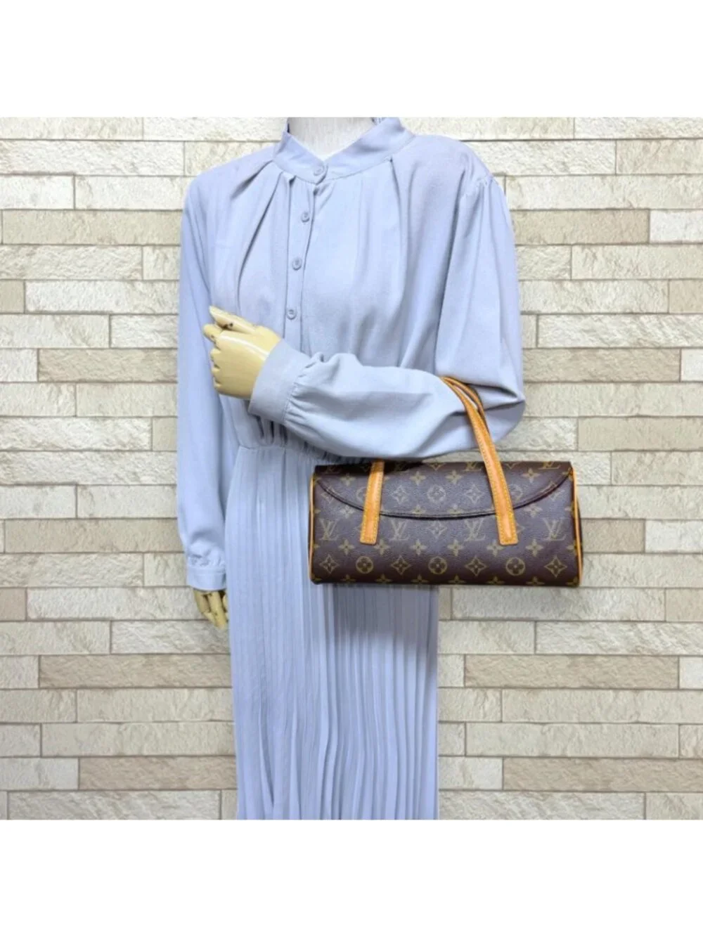 Louis Vuitton Sonatine Monogram Handbag Canvas Brown Vintage